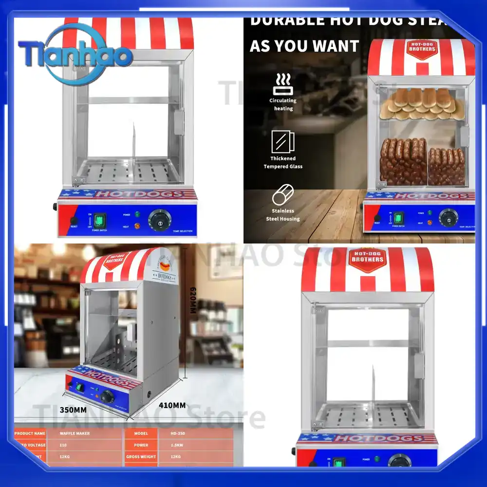 Food Processor Snacks - Kommerzieller automatischer Hotdog-Brötchenwärmer: Effizienter Lebensmittelprozessor für