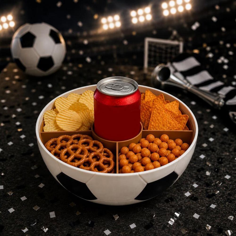 Food Snacks Game - Lebensmittelechte Snack-Schale, Football-Snack-Schale mit 5 Fächern,