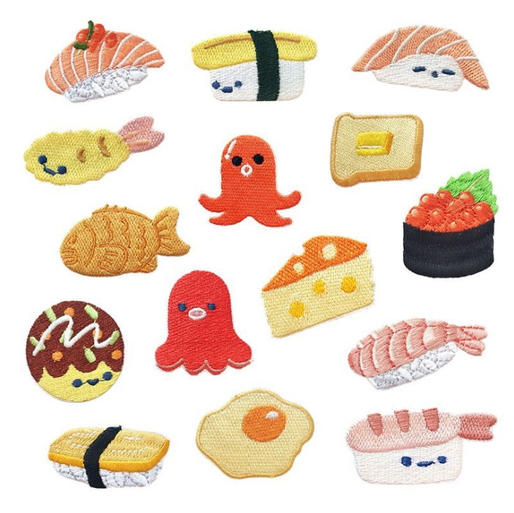 Food Snacks Pictures - 10-teiliges Stickerei-Patch, beliebtes Essen, Snack, bestickt,