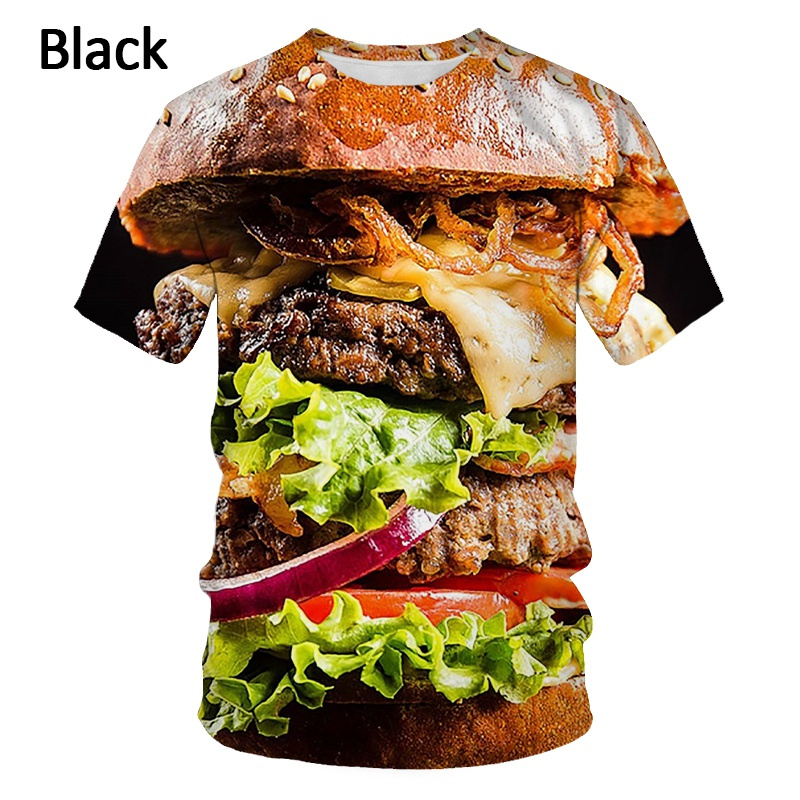 Food Snacks Chips - T-Shirt mit Lebensmittel-Grafik (Steak, Hamburger) für