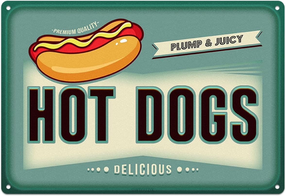 Lustige Hot Dogs Metallschilde – Food Snacks Corner Bewertung und Preis