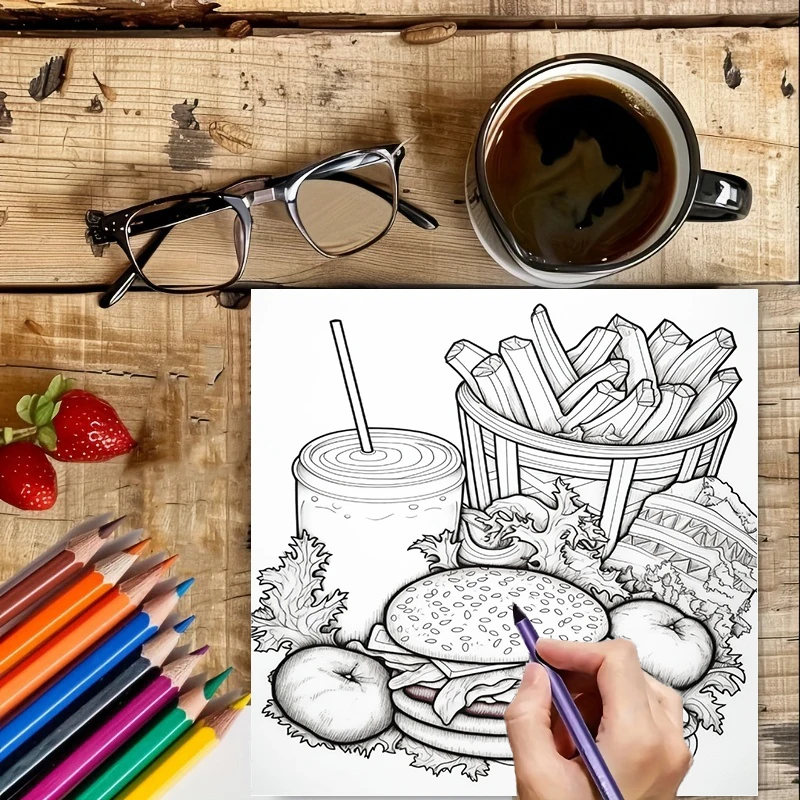 Schnellmalbuch für Erwachsene, – Food Snacks Coloring Book Bewertung und Preis
